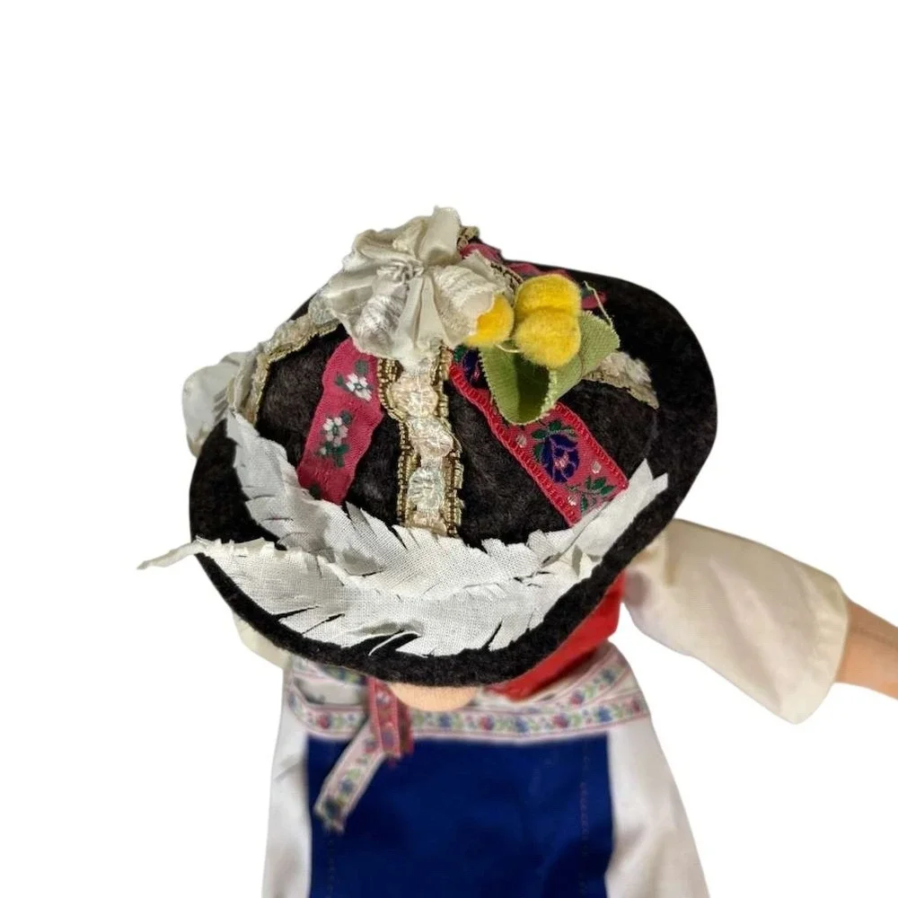Vintage Bulgarian 1970s handmade hand puppet little boy 15 In Traditional Attire